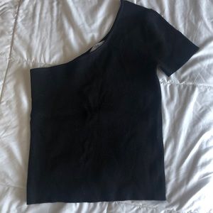 Mango one strap ribbed SS sweater top, size M